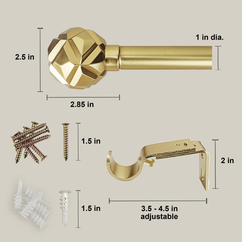 Tringle à rideaux simple en fer Baita, 36" - 72"