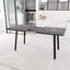 Table de salle à manger, rectangulaire, extensible, grise avec des pieds en métal noir, thème industriel médiéval pour les repas quotidiens à la table, option extensible, style et cuisine