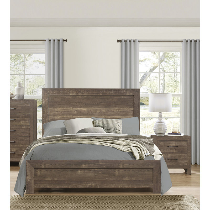 Swarts Youth Panel Bedroom Set, Rustic Brown, Full /  Double, 3 Pieces: Bed, 2 Nightstands