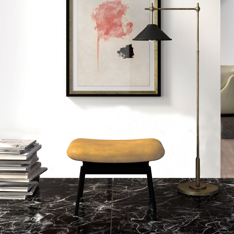 Field Ottoman, Ink Genuine Leather