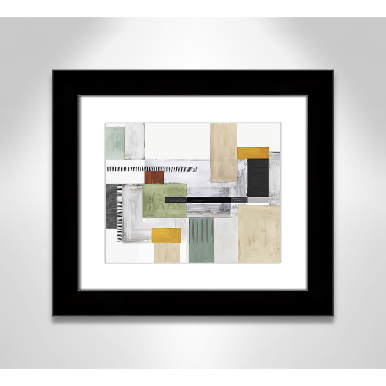 Playful Blocks Print by Tom Reeves, 14.5" H x 16.5" W x 1.25" D, Black Cube Picture Framed, White