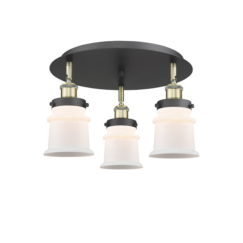 Alvi Glass Flush Mount, Matte White, Black Antique Brass
