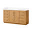 Meuble-lavabo simple 60 po Carrasco en chêne brun naturel avec plateau en pierre de quartz blanc soyeux-398079085-398079122-359548204