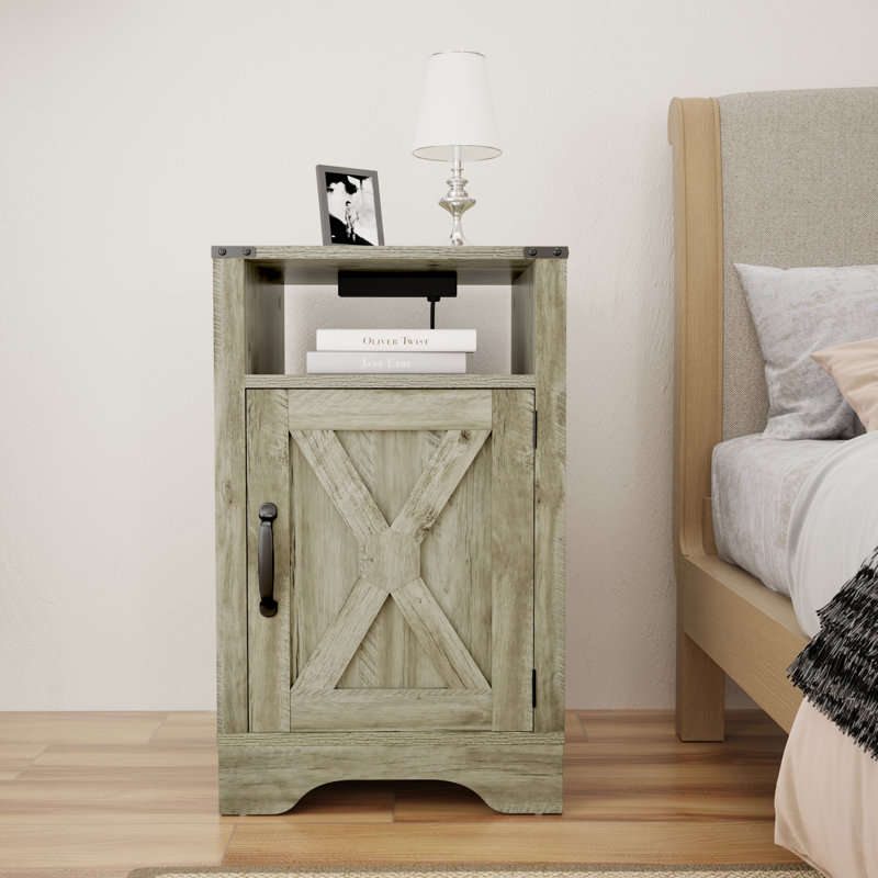 Table de bout en bois rustique, Gris clair