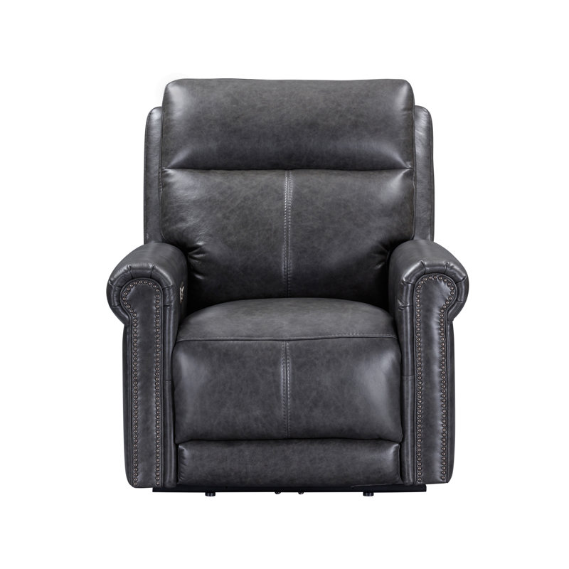 Sterling Power Recliner With Power Headrest & Lumbar, Gray Genuine Leather