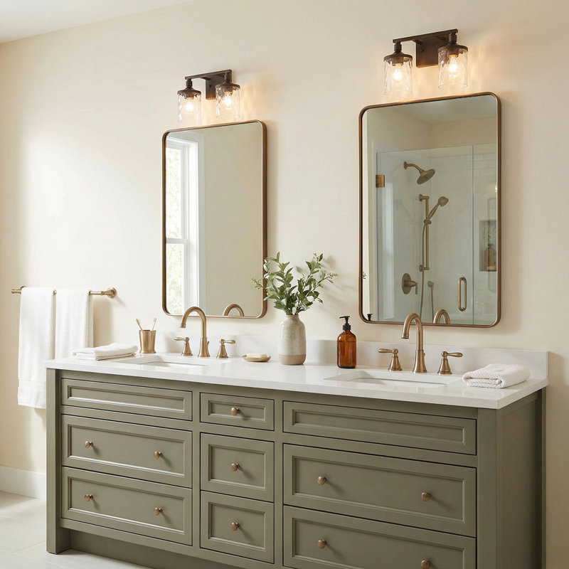 Éclairage pour meuble-lavabo à 3 lumières Baldwin, Bronze, Deux lumières