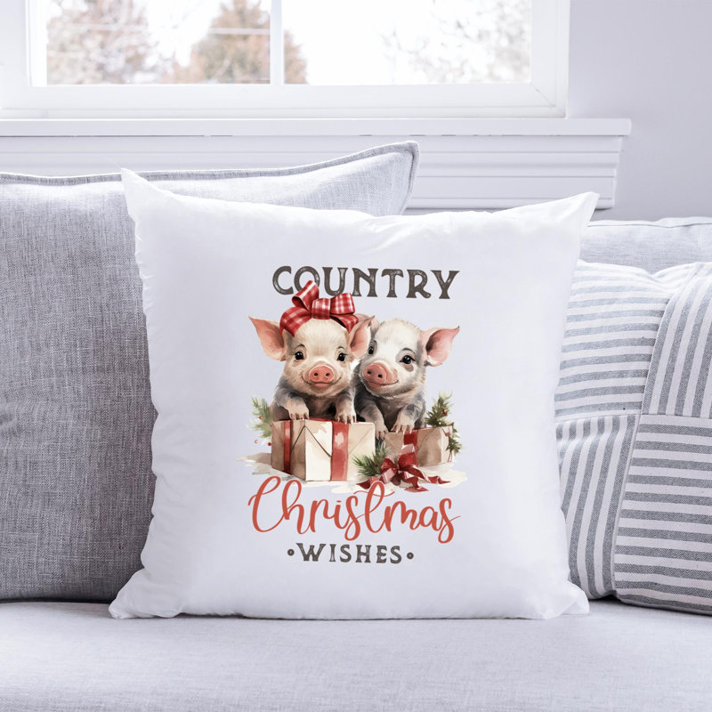Christmas Farm_5 Reversible Throw Pillow, 14" x 14"