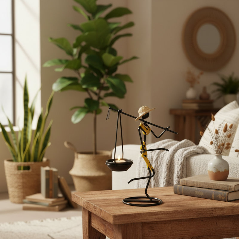 9.84'' H Metal Tabletop Tealight Holder, Yellow