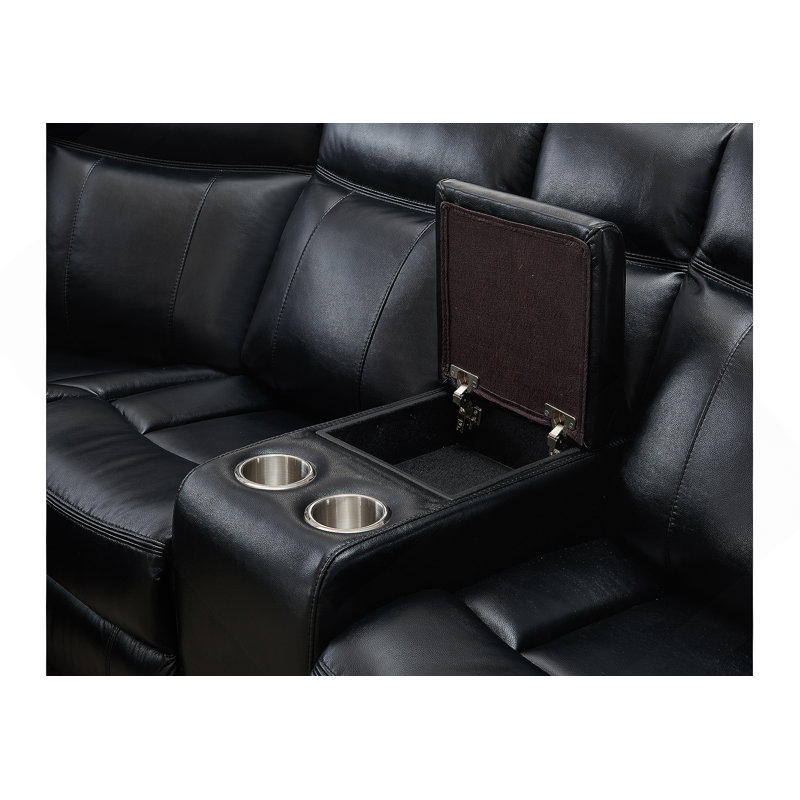 Canapé modulaire en cuir noir