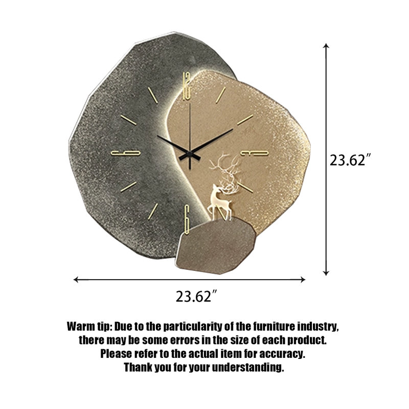 Horloges murales miroitantes en porcelaine, Noir / doré, Moyen - 23,62 po
