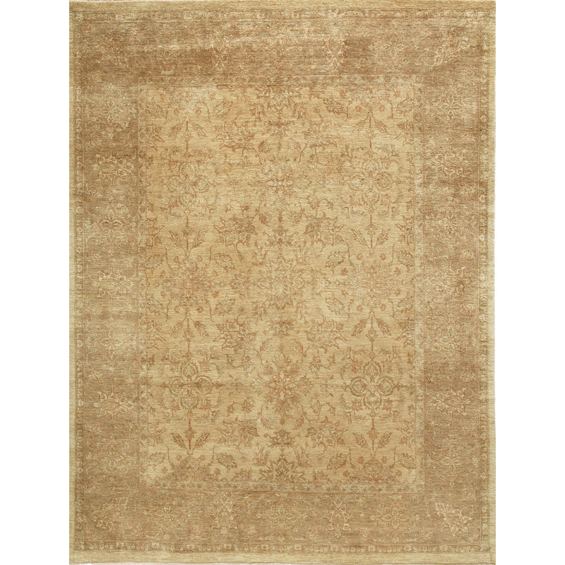 Wool Oriental Area Rug in Beige, Rectangle 12' x 15'