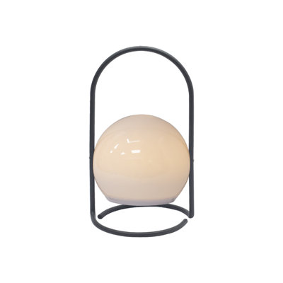 Grey Flameless Outdoor Lantern Circular Candle