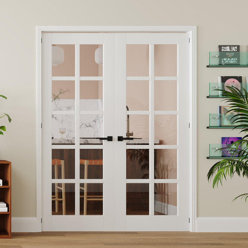 Intérieur Porte en verre transparent à 10 panneaux avec porte à garde-manger avec panneau à noyau solide et bande à assemblage rapide