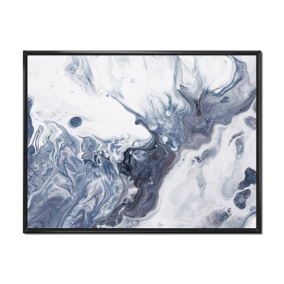 " Blue Grey And White Liquid Art Waves I "