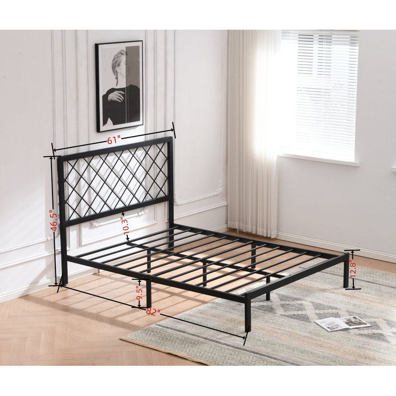 Konrad Metal Platform Bed, Black, Queen