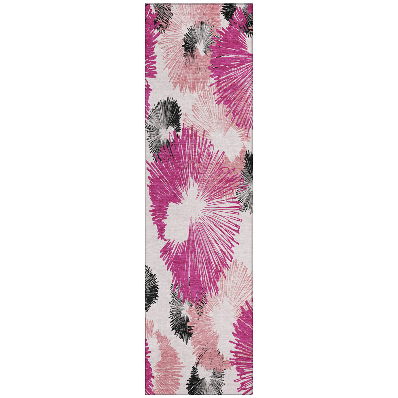 Machine Washable Indoor/Outdoor Colman ACN2132 Floral Rug, Runner 2'3" x 7'6"