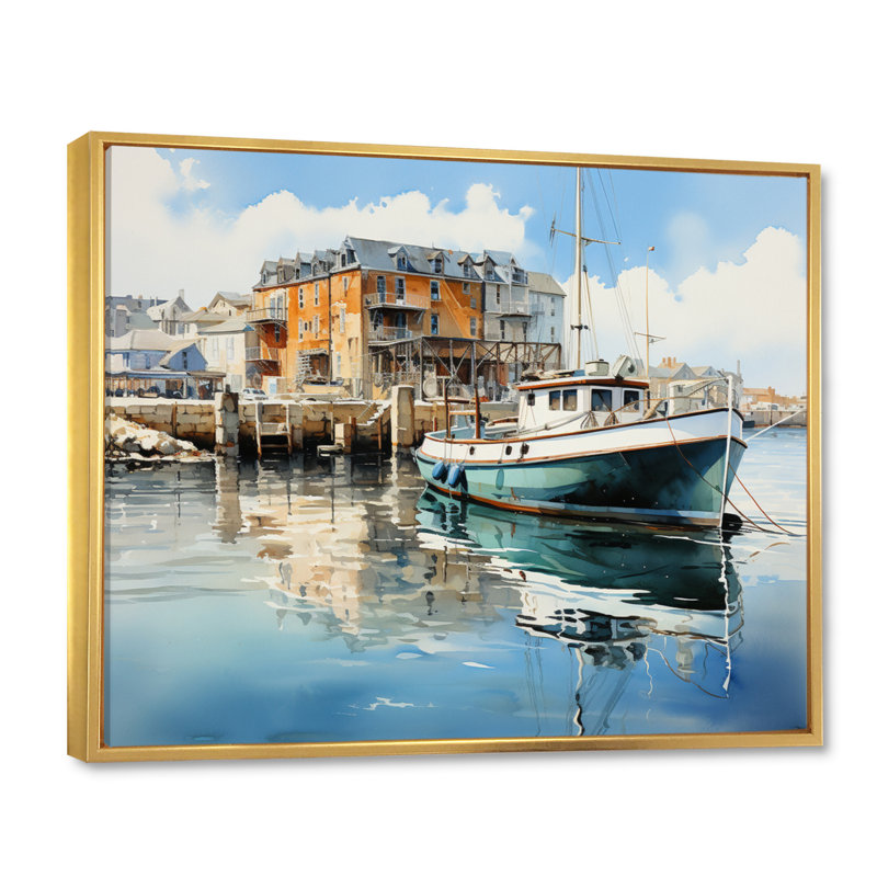 Port Harbor Reflections douzième, Cadre flottant doré, H 24 po x l 32 po x P 1 po
