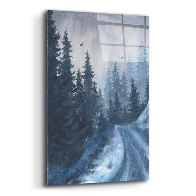  «Winter Turn» par Anika Goodhue, art mural en verre acrylique, 16 po x 24 po