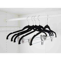 Black Flocked Slimline Huggable Shirt Hanger with Notches - 17 3/8