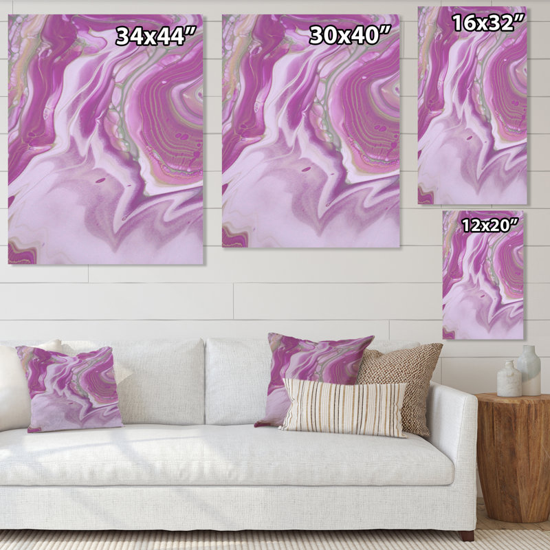«Pink Marble Waves I», peinture sur toile, H 32 po x l 24 po x P 1 po, Toile tendue