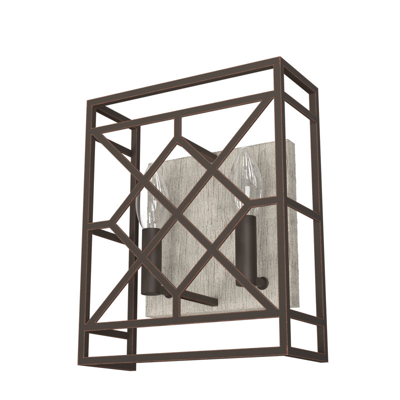 Langwood 2 - Light Dimmable Flush Mount Candle Style Wall Sconce, Brown