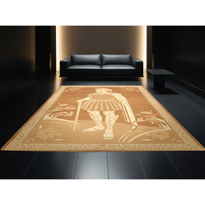 Machine Washable Warleigh Traditional Oriental Rug in Brown – LightBrown Binding, 8x12
