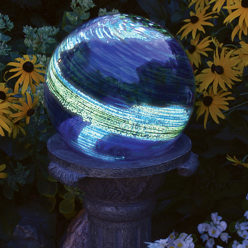 Kuniza Weather Resistant Glass Abstract Gazing Ball