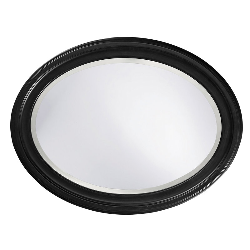 Miroir décoratif biseauté traditionnel Cardale, Laque matte noire