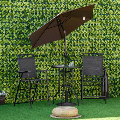 Outdoor Dining - 2 Folding Chairs, Adjustable Umbrella, Textured Tempered Glass Table. Black. Robust Material. For Patio, Pool, Garden. Easy To Transport. Enjoy Activities 4 Piece Patio Furniture