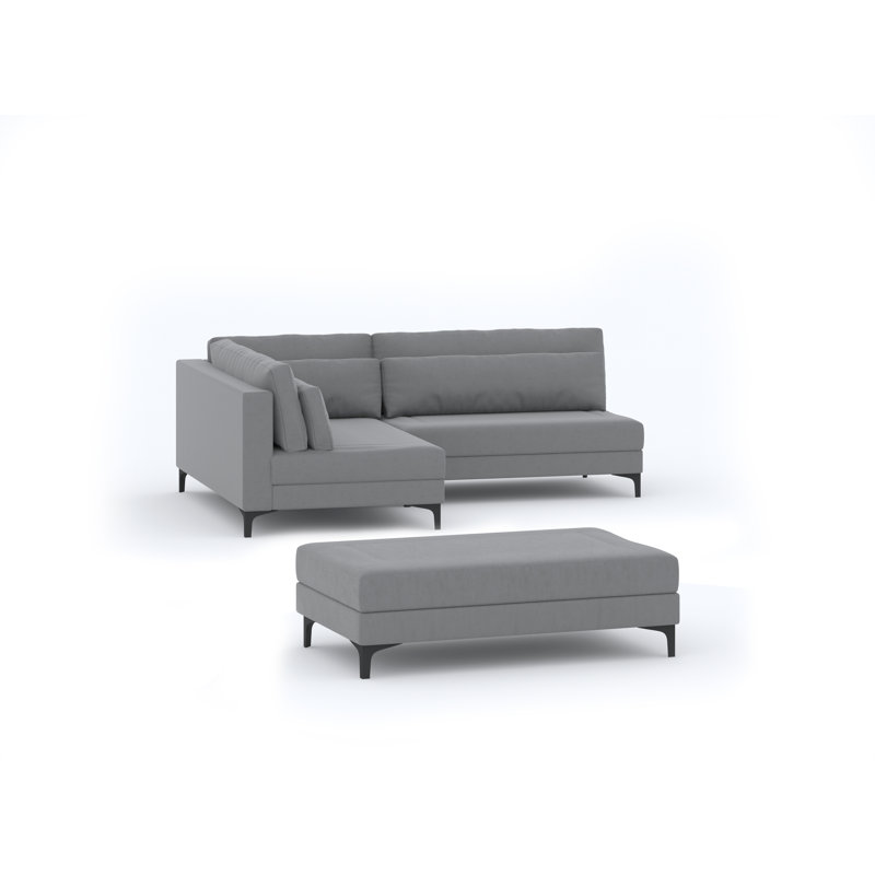 Asata Modern Corner Sofa with Sleeping Function and Footstool, Left Hand Facing