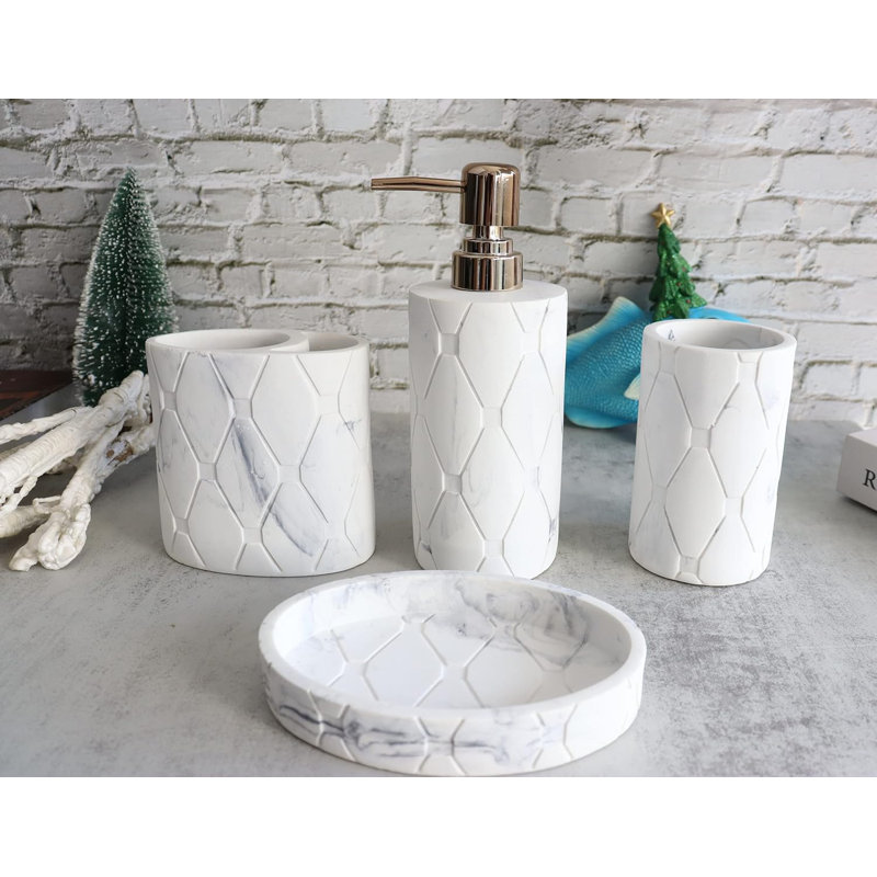 Marble Design Bathroom Accessories Set