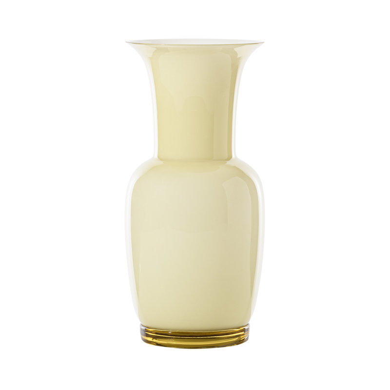Venini Opalino Vase, 14.17" H x 6.69" W x 6.69" D, Straw Yellow