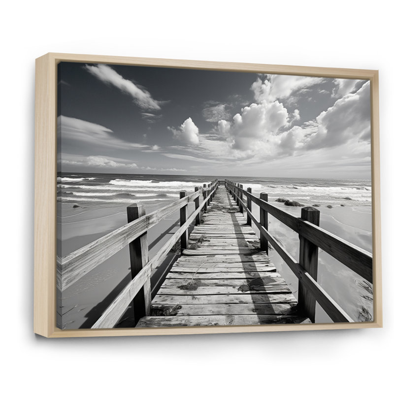 Monochome, promenade en Floride - impression de photos, H 30 po x l 40 po x P 1,5 po, Cadre naturel flottant