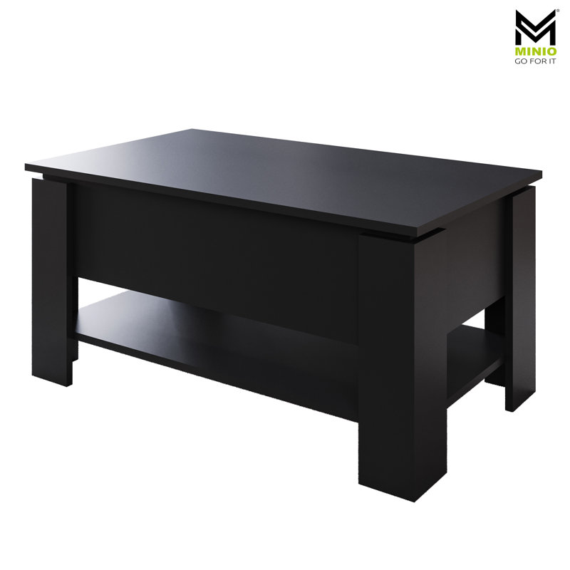 Cazadero Lift Top Four Leg Coffee Table with Storage, Black