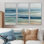 Bleu et vert plage parallèle de paysage côtier abstrait - ensemble de décorations murales de plage