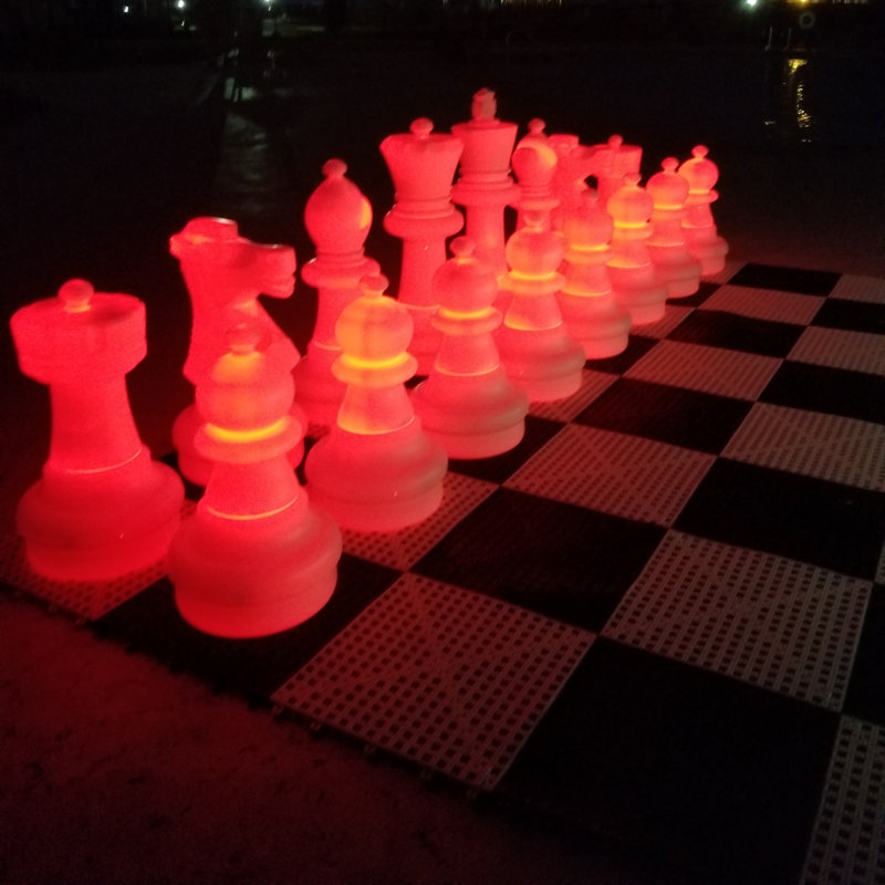 25" Tall Light-Up Giant Chess Set - Day/Night Set - White Side Illuminates Red