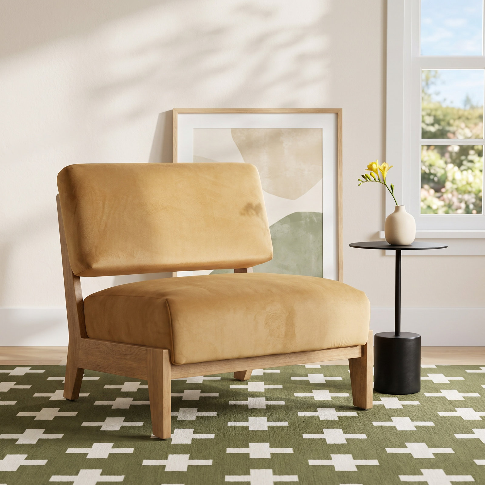 Brest Lounge Chair, Camel & Chestnut