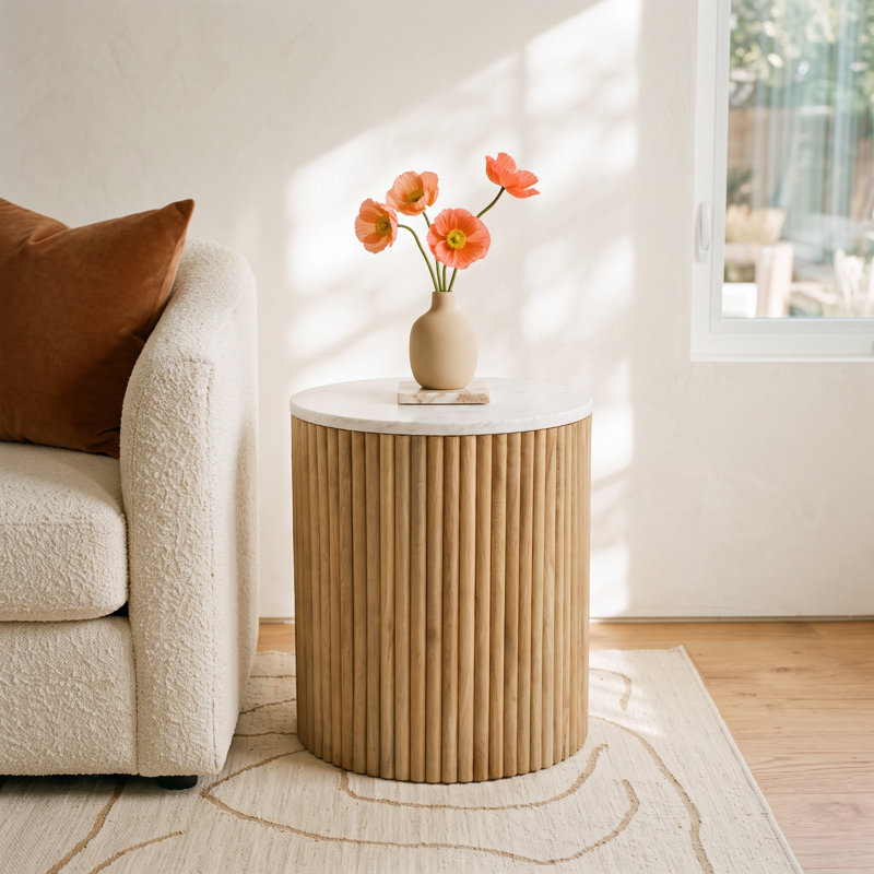 Carmela Marble Top End Table