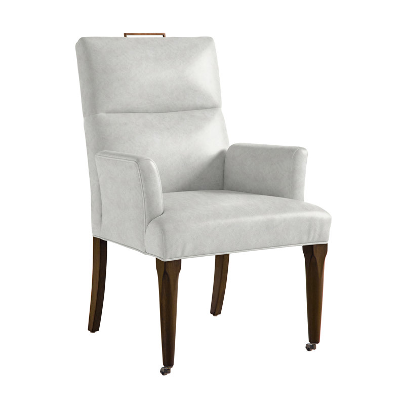 Thom Filicia Home Fabric Tight Back Arm Chair with Wheel, Havana, Saloon Dove Gray