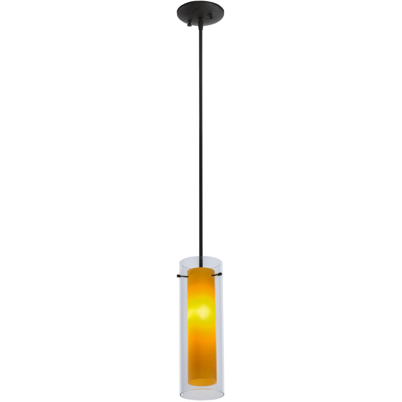 Amber and Clear Glass Bronze Mini Pendant Light
