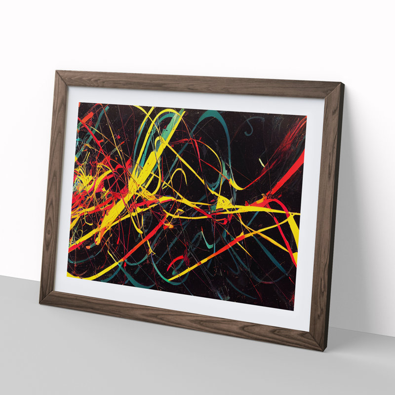 XH1022-6100X Modern Graffiti Art Abstract - Single Picture Frame Print, 25cm H x 34cm W, Walnut