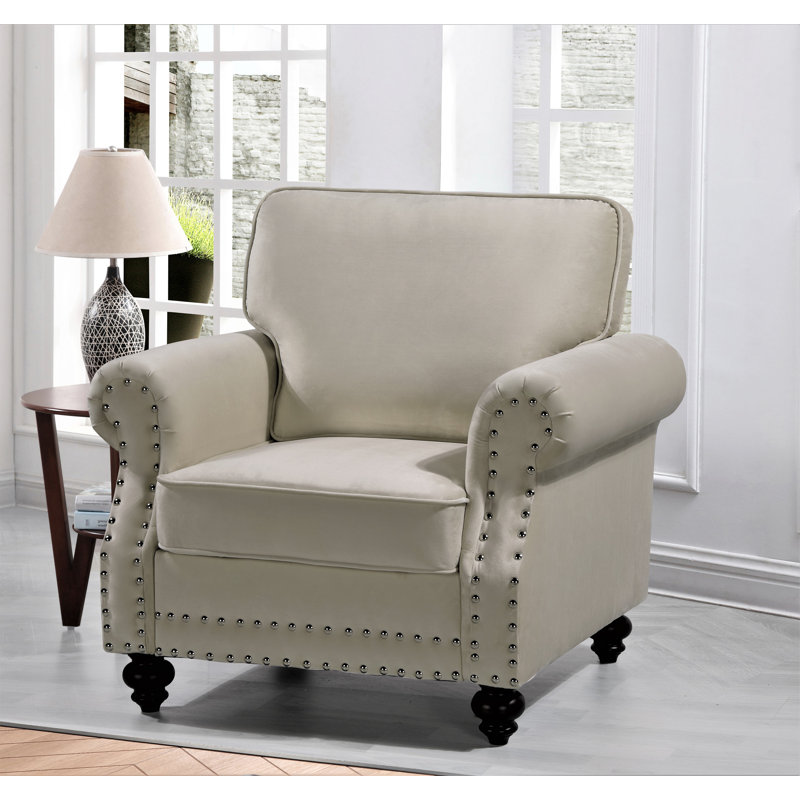Esquer Velvet Chesterfield Chair, Beige