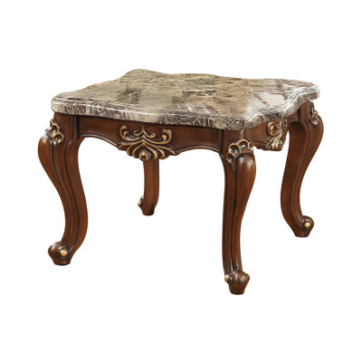 End Table, Marble Top & Walnut