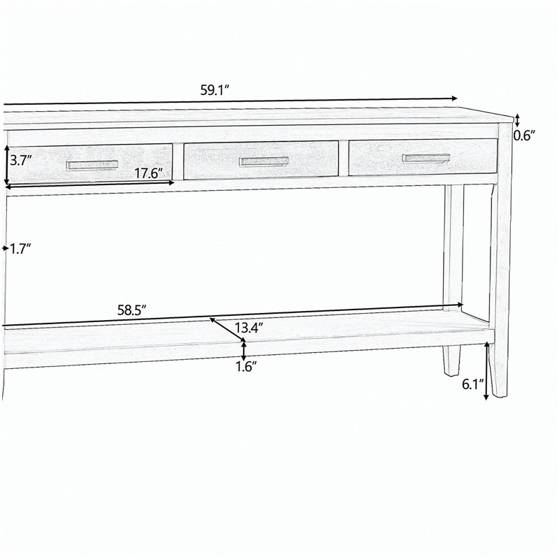 Contemporary 3-Drawer Console Table with 1 Shelf, Entrance Table for Entryway, Hallway, Living Room, Foyer, Corridor