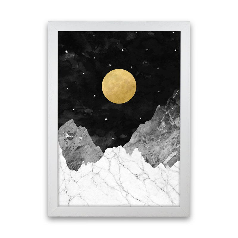 Moon And Stars - Print, 34cm H x 25cm W x 3cm D, White Framed