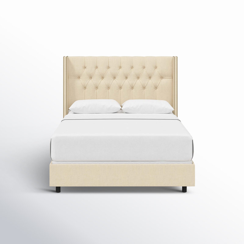 Lit tapissier standard Breckin, Simple, Lin classique
