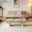 Rounded Edge Coffee Table With Flower Pattern Solid Wood Drawer, Coffee Table For Living Room, Office