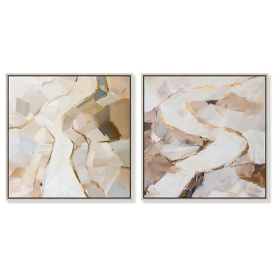 Caramel écorce ensemble de 2 tons de terre abstrait par Art Remedy