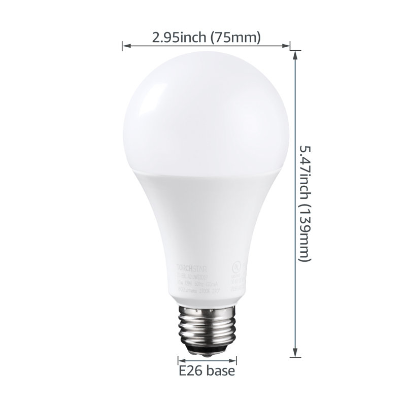 Ampoules DEL A21 à 3 voies, base E26, homologué UL, 2700 K