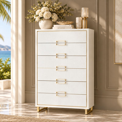  Commode 6 tiroirs Palm Gate - Blanc nuage